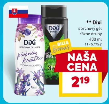 Dixi sprchový gél rôzne druhy