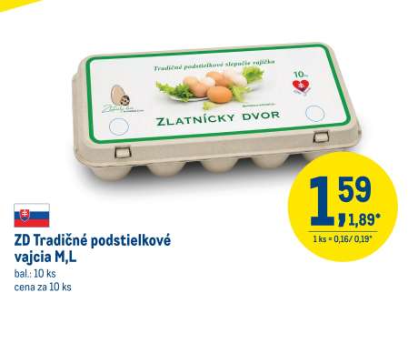 ZD Tradičné podstielkové vajcia M,L