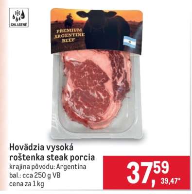 Hovädzia vysoká roštenka steak porcia