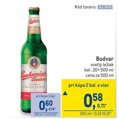 Budvar svetlý ležiak