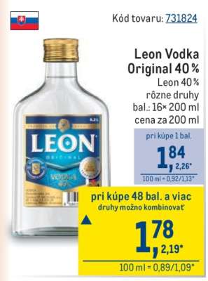 Leon Vodka Original 40 %