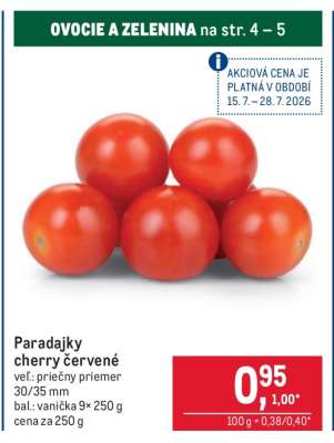 Paradajky cherry červené