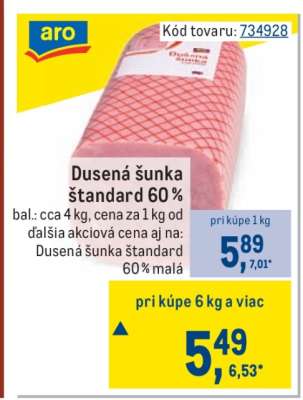 Dusená šunka štandard 60 %