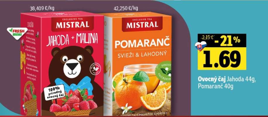 Ovocný čaj Jahoda 44g, Pomaranč 40g