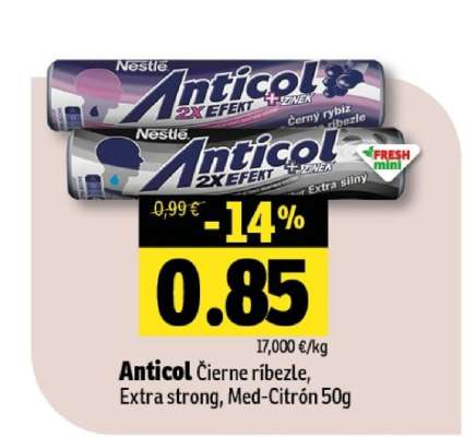Anticol Čierne ríbezle, Extra strong, Med+citron 50g