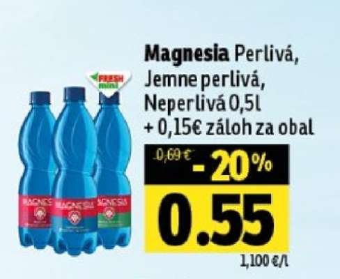 Magnesia Perlivá, Jemne perlivá, Neperlivá 0,5l