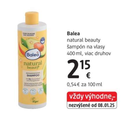Balea natural beauty šampón na vlasy