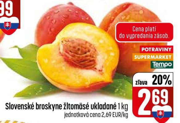 Slovenské broskyne žltomäsé ukladané 1 kg