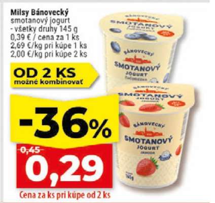 MILSY BÁNOVECKÝ SMOTANOVÝ JOGURT