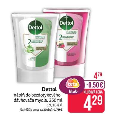 Dettol náplň do bezdotykového dávkovača mydla, 250 ml