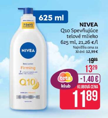 NIVEA Q10 Spevňujúce telové mlieko