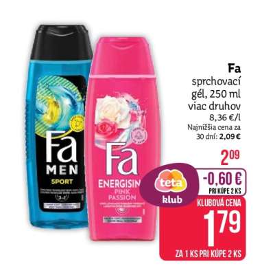Fa sprchovací gél, 250 ml viac druhov
