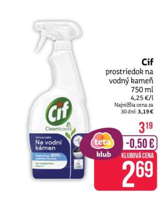 Cif prostriedok na vodný kameň
