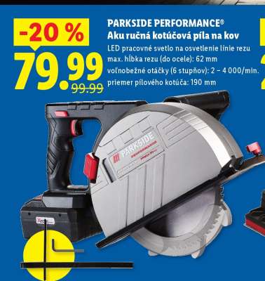 PARKSIDE PERFORMANCE® Aku ručná kotúčová píla na kov