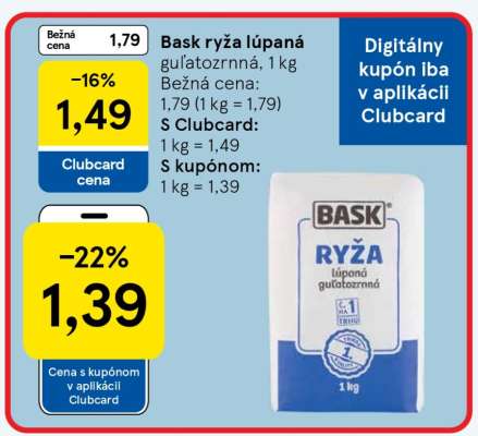 Bask ryža lúpaná guľatozrnná, 1 kg