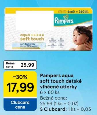 Pampers Aqua Soft Touch detské vlhčené utierky