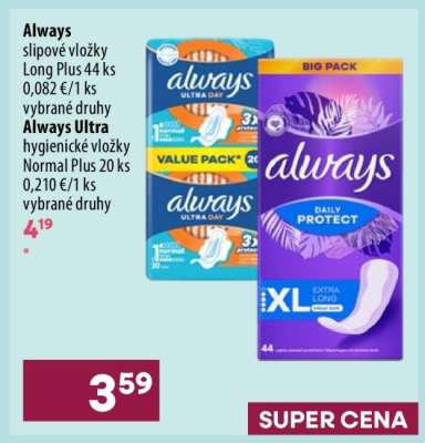 Always slipové vložky Long Plus 44 ks