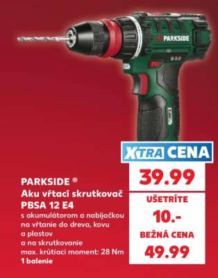 Parkside Aku vŕtací skrutkovač PBSA 12 E4