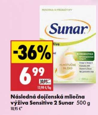 Následná dojčenská mliečna výživa Sensitive 2 Sunar 500 g