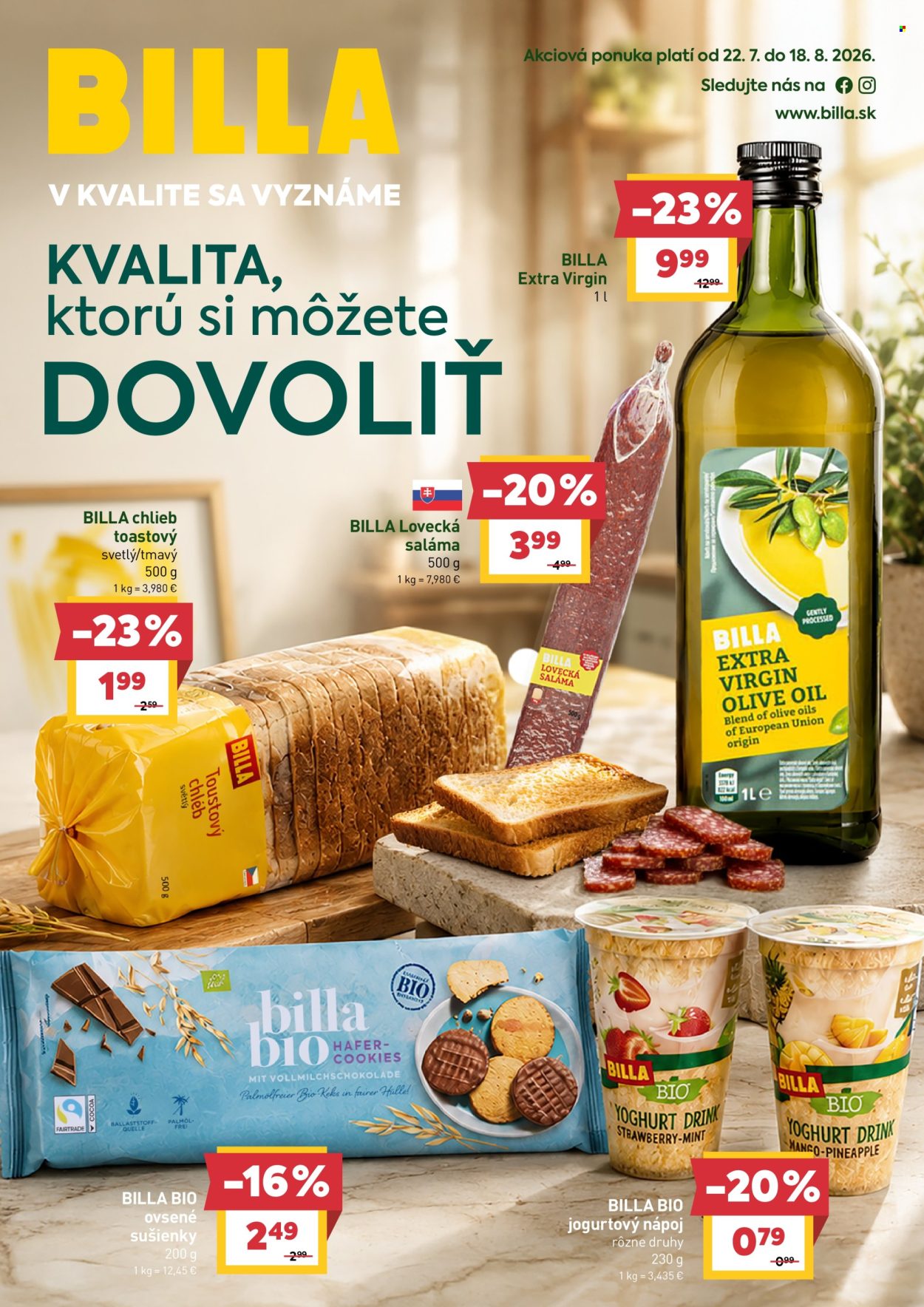 Leták Billa - 22.7.2026 - 18.8.2026. Strana 1