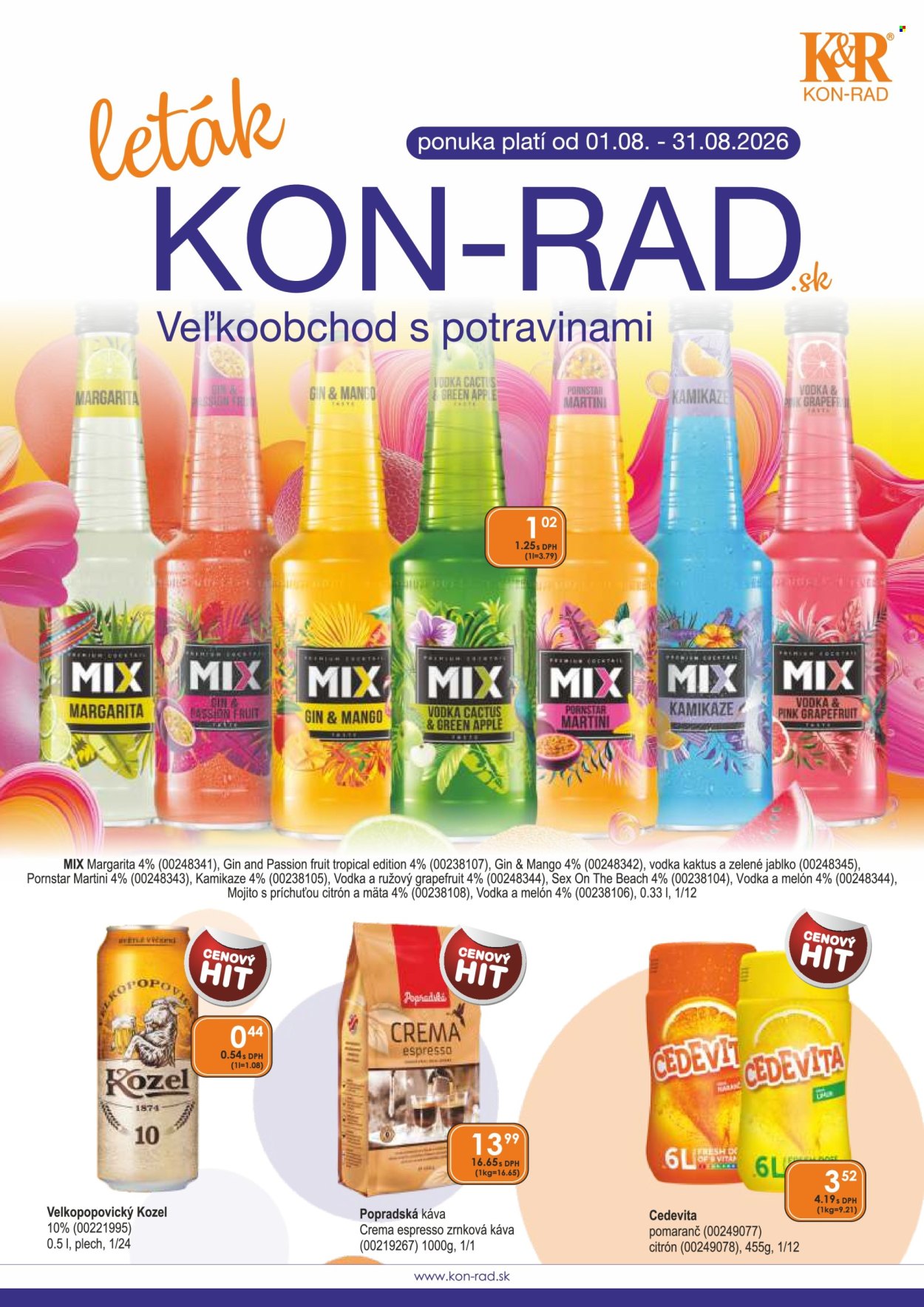 Leták KON-RAD - 1.8.2026 - 31.8.2026. Strana 1