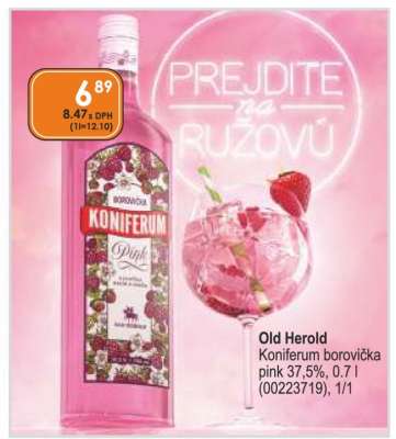 Old Herold Koniferum borovička pink 37,5%, 0.7 l (00223719), 1/1