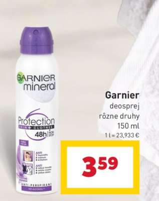 Garnier deosprej rôzne druhy