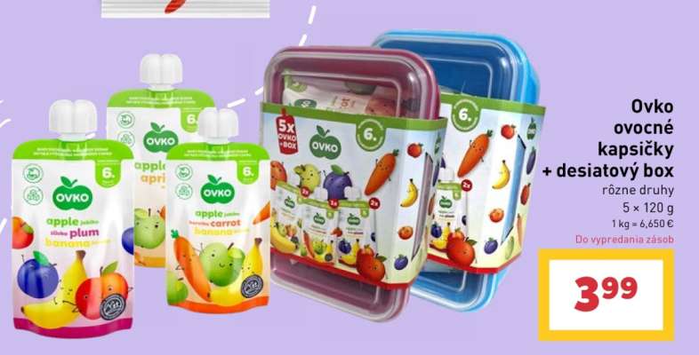 Ovko ovocné kapsičky + desiatový box