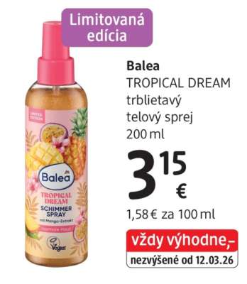 Balea TROPICAL DREAM trblietavý telový sprej