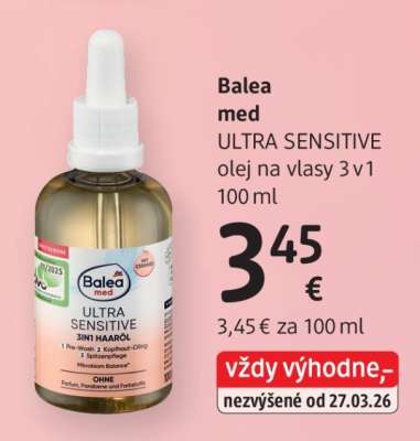 Balea med ULTRA SENSITIVE olej na vlasy 3 v1 100 ml