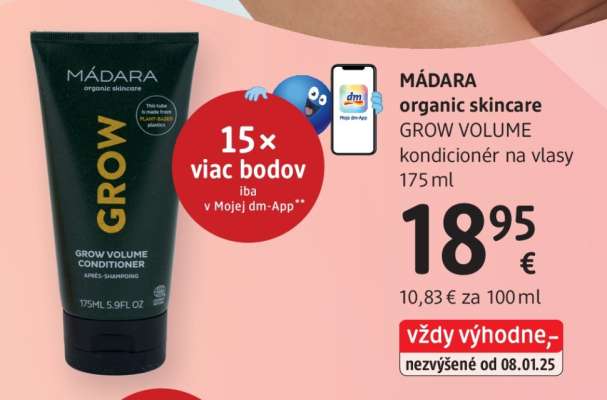 MÁDARA organic skincare GROW VOLUME kondicionér na vlasy 175 ml