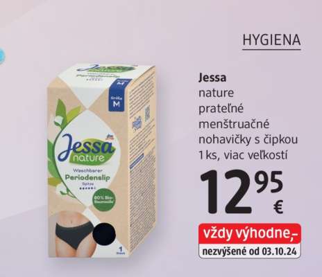 Jessa nature prateľné menštruačné nohavičky s čipkou