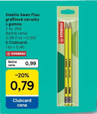 Stabilo Swan Fluo grafitové ceruzky s gumou