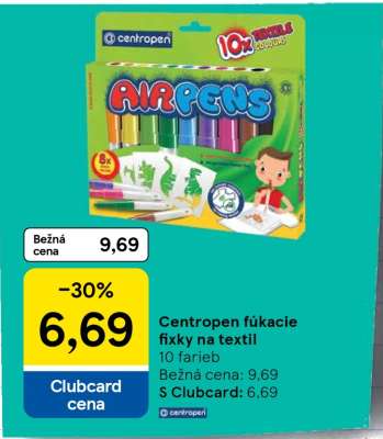 Centropen fúkacie fixky na textil