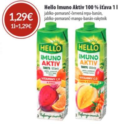 Hello Imuno Aktiv 100 % šťava 1 l