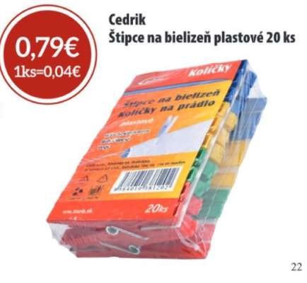 Cedrik Štipce na bielizeň plastové 20 ks