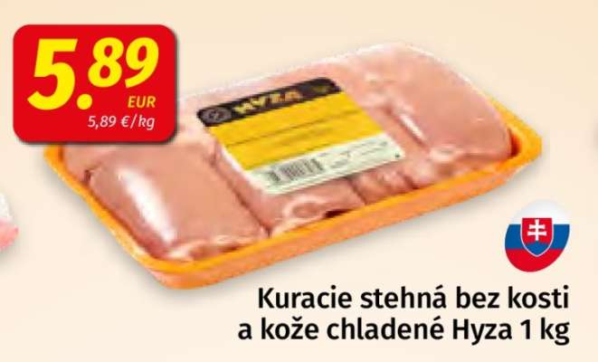 Kuracie stehná bez kosti a kože chladené Hyza 1 kg