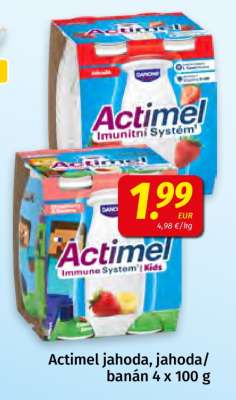 Actimel jahoda, jahoda/banán 4 x 100 g