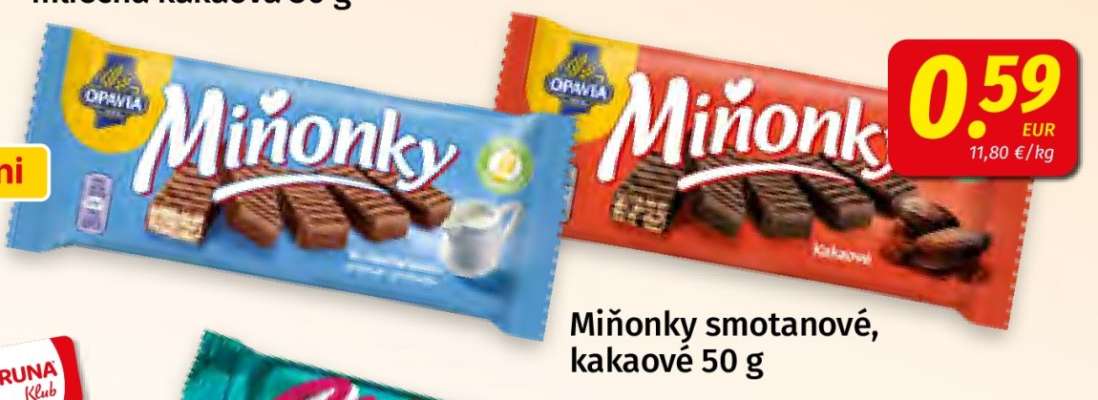 Miňonky smotanové, kakaové 50 g