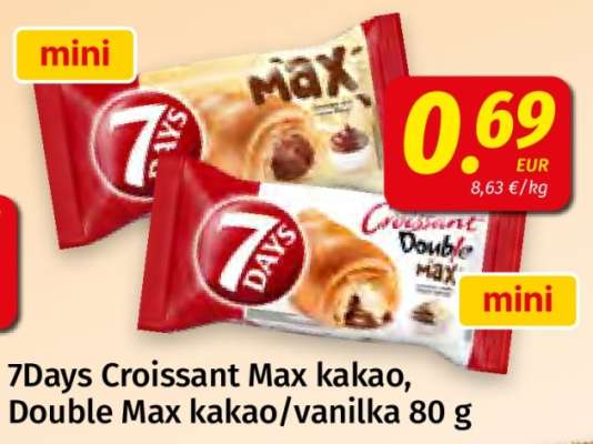 7Days Croissant Max kakao, Double Max kakao/vanilka 80 g