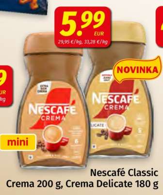 Nescafé Classic Crema 200 g, Crema Delicate 180 g
