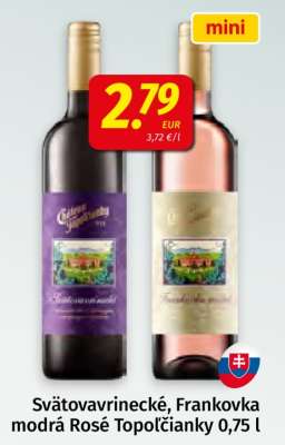 Svätovavrinecké, Frankovka modrá Rosé Topoľčianky 0,75 l