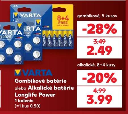 Gombíkové batérie alebo Alkalické batérie Longlife Power