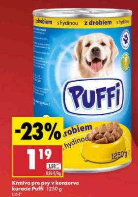 Krmivo pre psy v konzervě kuracie Puffi 1250 g