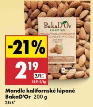 Mandle kalifornské loupané BakaD’Or 200 g