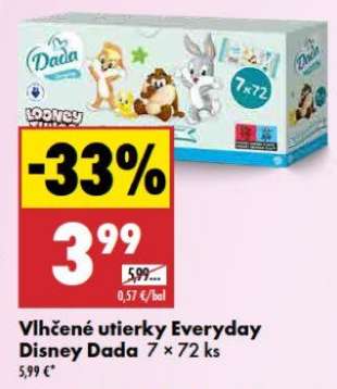 Vlhčené utierky Everyday Disney Dada 7 × 72 ks