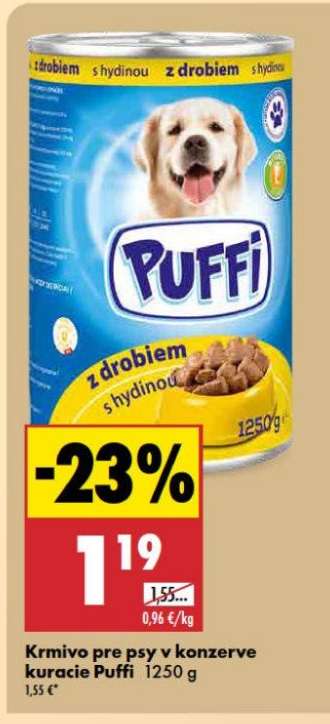 Krmivo pre psy v konzervě kuracie Puffi 1250 g