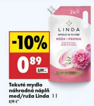 Tekuté mydlo náhradná náplň Med/Ruža Linda 1 l