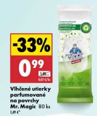 Vlhčené utierky parfumované na povrchy Mr. Magic 80 ks