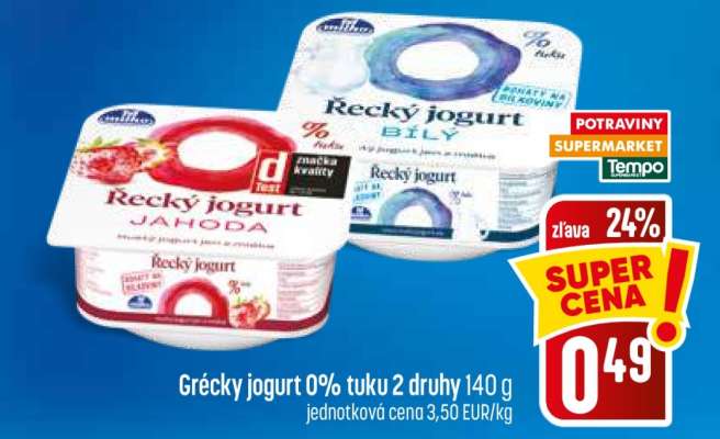 Grécky jogurt 0% tuku 2 druhy